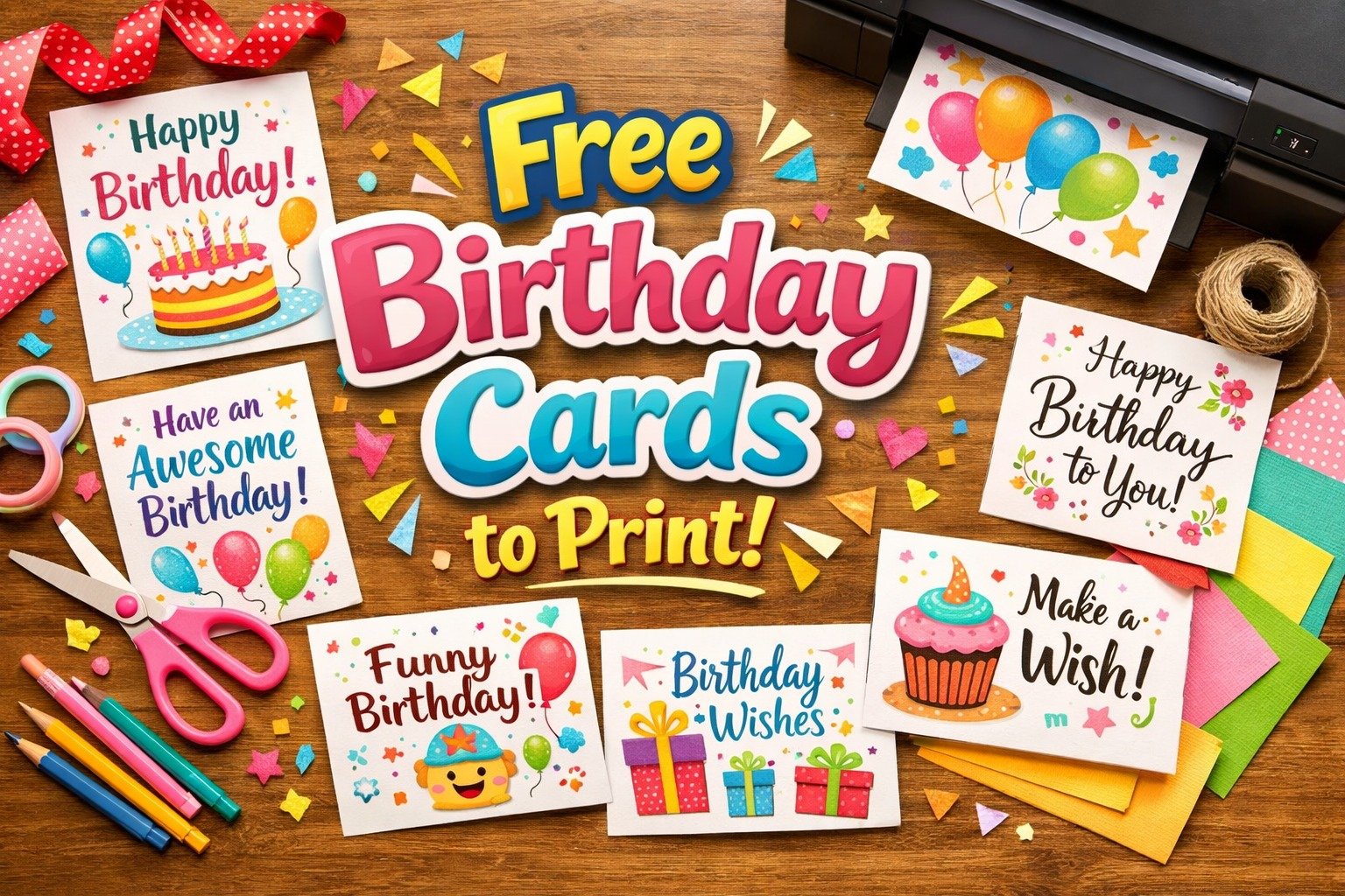 free birthday cards to print